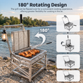 Outdoor BBQ grill, stainless steel, 180˚ rotating grill.