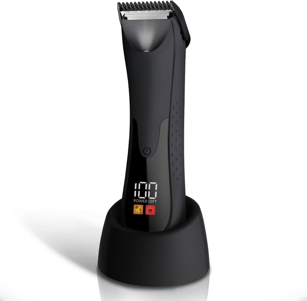 7d24hcare Groin Hair Trimmer - Electric Manscape Trimmer for Men Waterproof Ball Trimmer for Pubic/Body/Groin Grooming with Ceramic Blade LED Light Charging Base