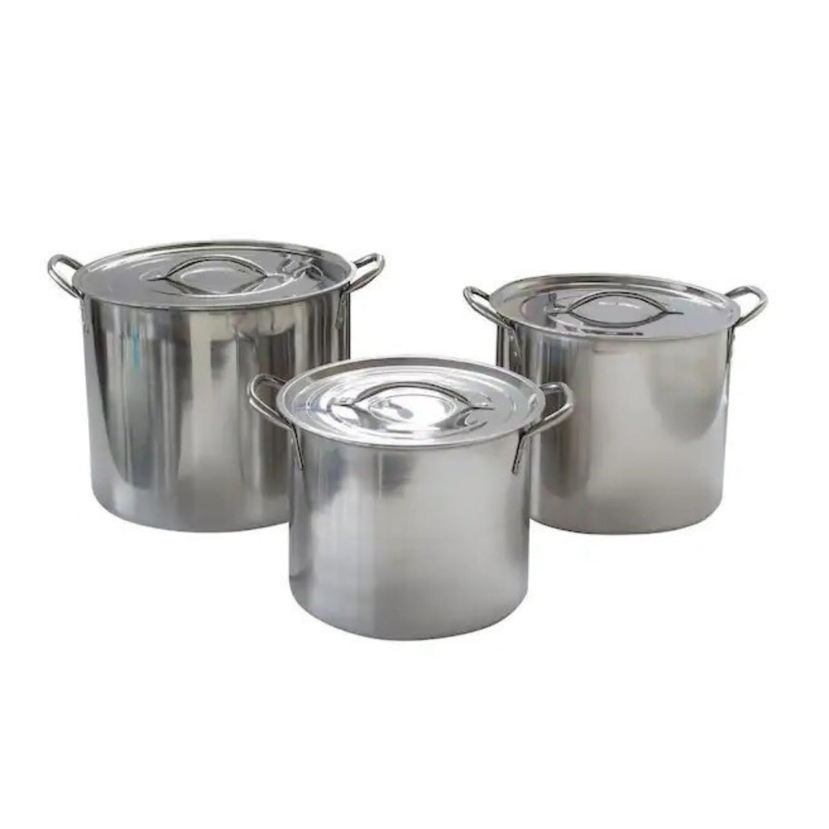 IMUSA USA 3 Piece Stainless Steel Stock Pot Set with Lids: Set Includes (8 12 20 Quart) Silver