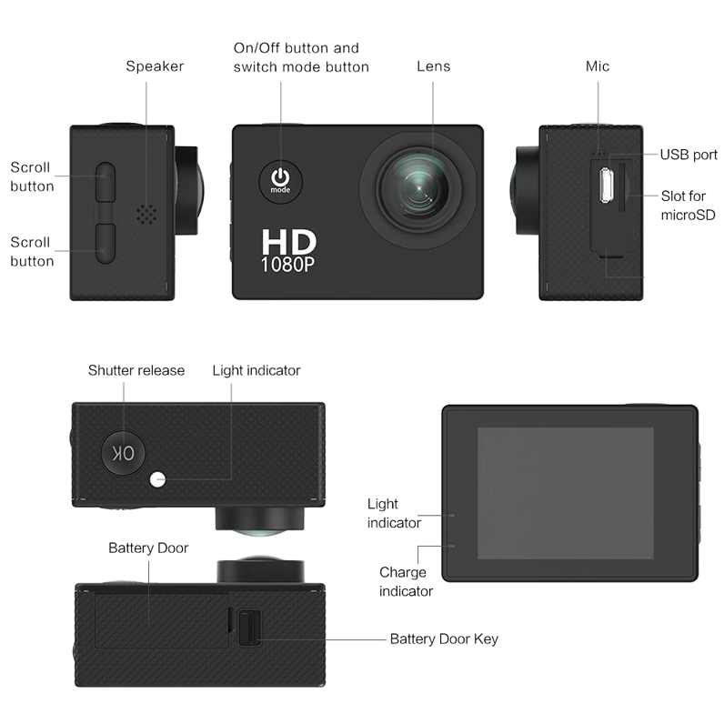 4K Action Sport Waterproof Camera 20 MP Recorder HD 1080P Camcorder Video 170°