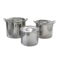 IMUSA USA 3 Piece Stainless Steel Stock Pot Set with Lids: Set Includes (8 12 20 Quart) Silver