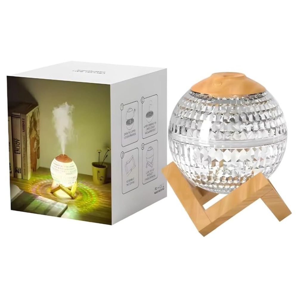 Crystal LED Aromatherapy Essential Oil Diffuser with Wooden Stand
