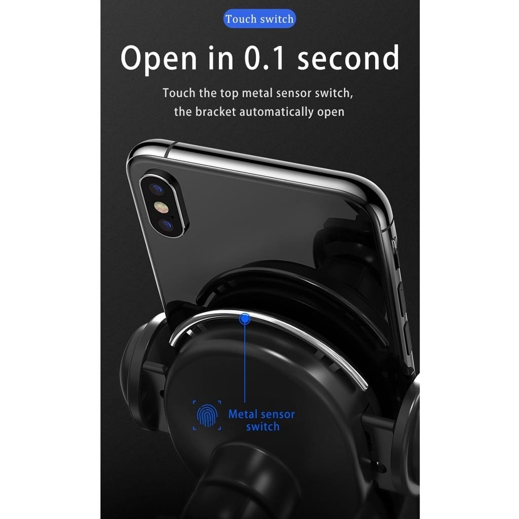 10W Wireless Triangle Mount Automatic Clamping Car Fast Charger